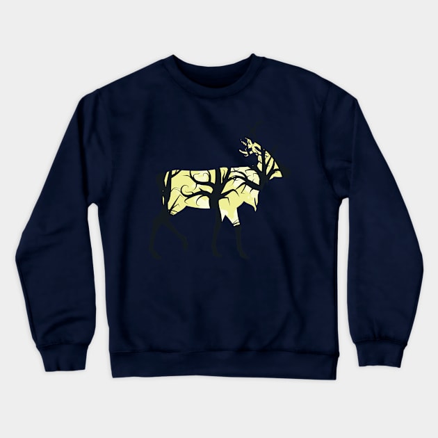 Full moon deer Crewneck Sweatshirt by AnnArtshock